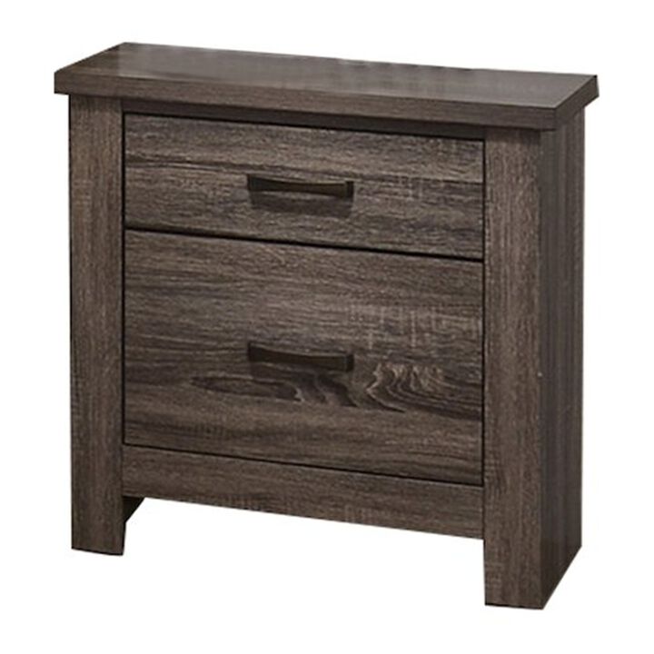 Simple Relax Avenue 2-Drawer Wood Nightstand in Weathered Grey Finish