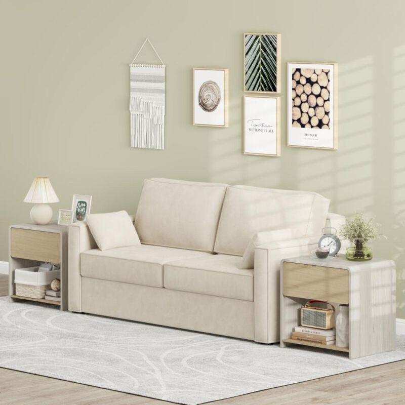 Hivvago 2-Tier Modern Style Nightstand with Drawer and Open Shelf