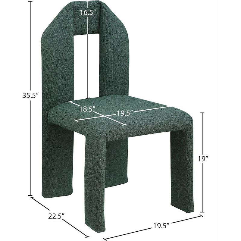 Meridian Furniture Bennett Green Boucle Fabric Dining Chair, Set of 2