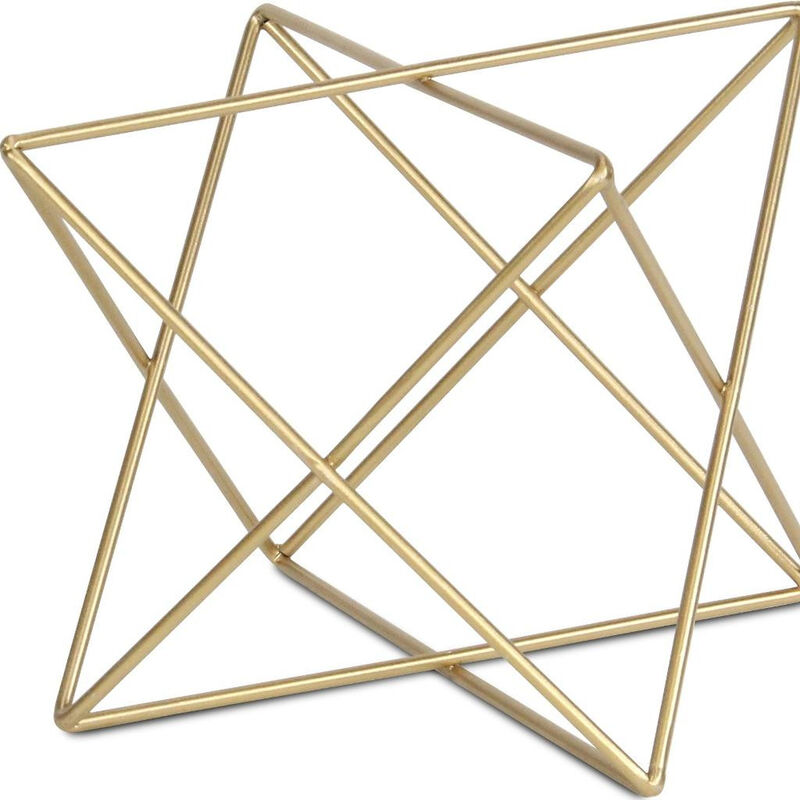 HomeRoots 7" Gold Metal Open Geometric Tabletop Sculpture image number 3