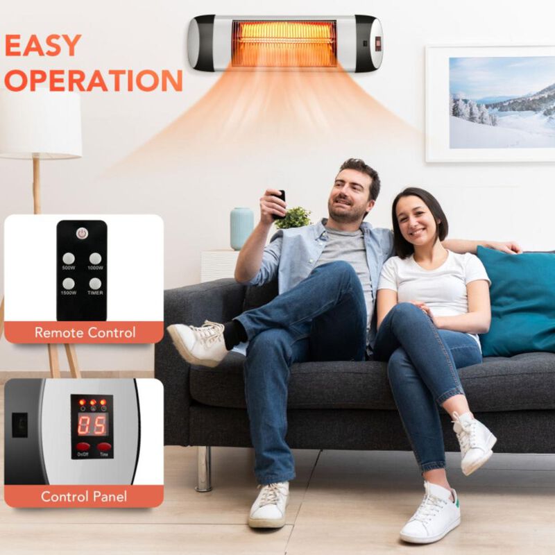 Hivvago 1500W Wall-Mounted Electric Heater Patio Infrared Heater with Remote Control