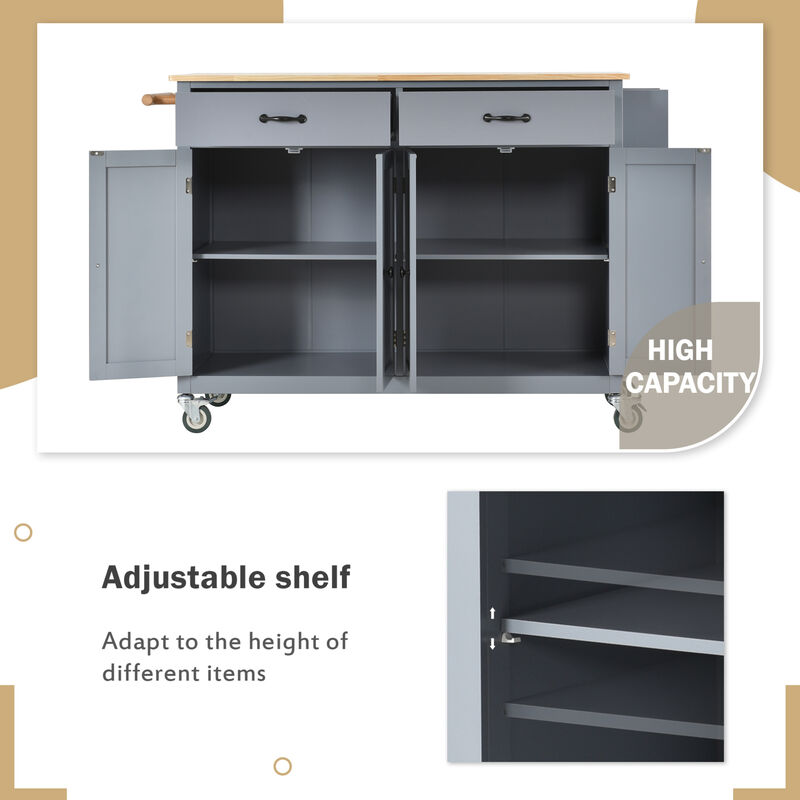 ELEMENT ACE Versatile Kitchen Island Cart with Adjustable Storage Shelves and Durable Solid Wood Top image number 4
