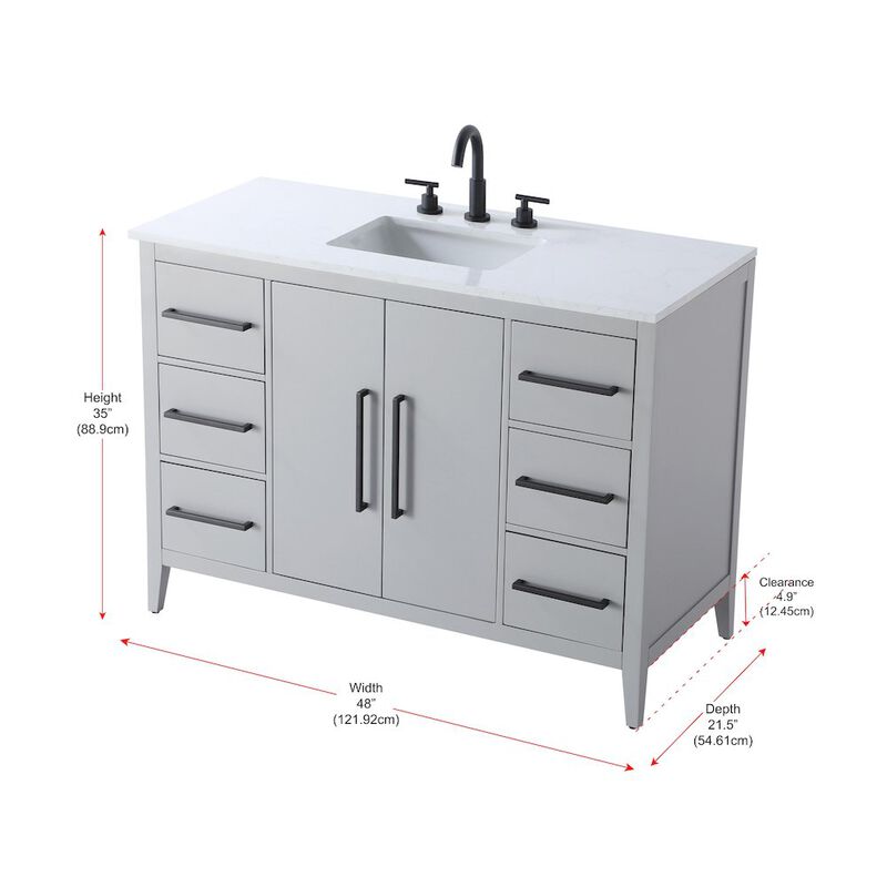 Elegant Kitchen and Bath 48 Inch Single Bathroom Vanity In Grey
