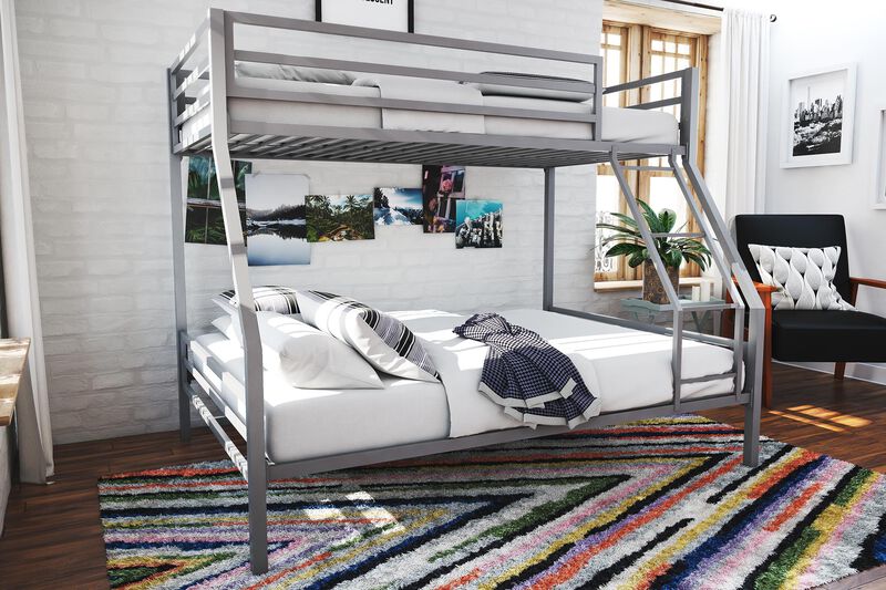 Novogratz Maxwell Twin-Over-Full Metal Bunk Bed, Navy Blue
