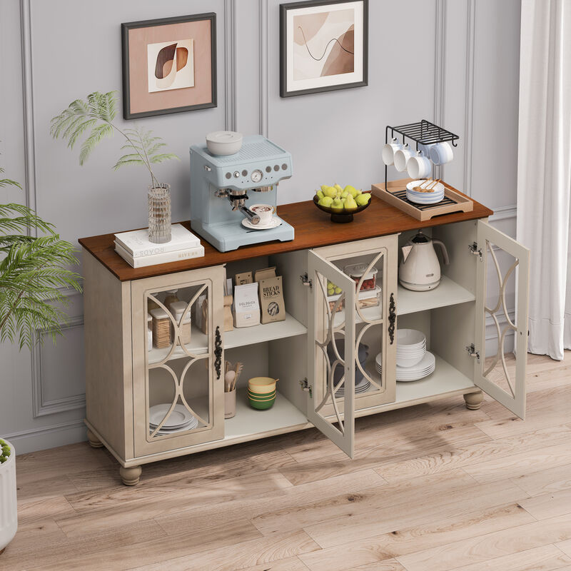 Merax European Antique Style 4-Door Sideboard Cabinet