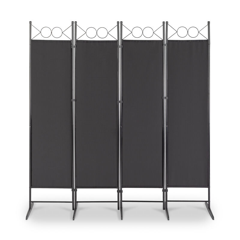 4-Panel Foldable Screen Cloth Feet Frame with Decorative Shape for Privacy and Room Division