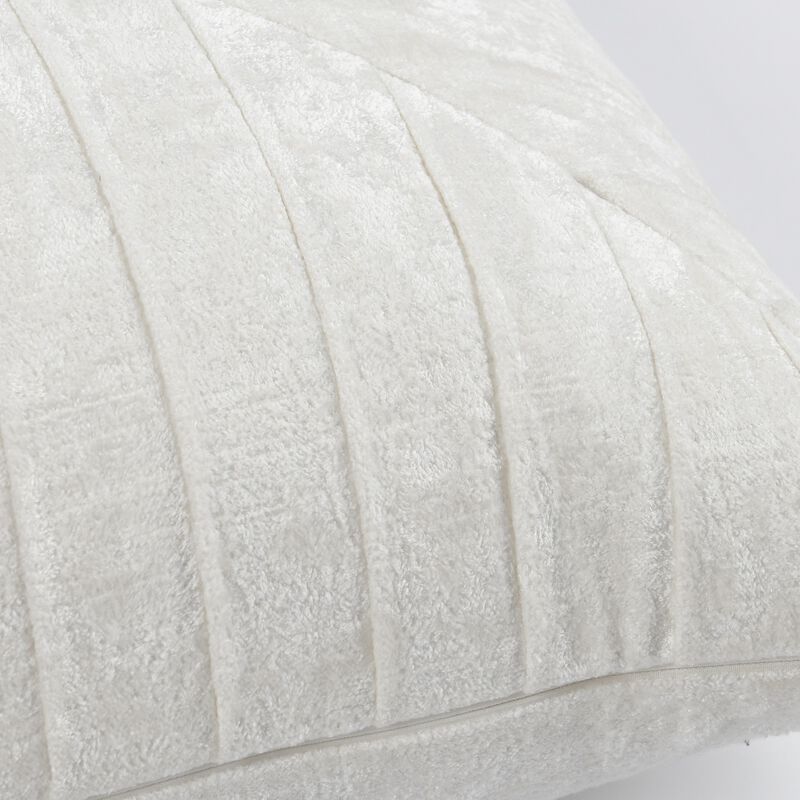 14 x 26 Lumbar Accent Throw Pillow, Hand Pleated, Vintage, Ivory White - Benzara