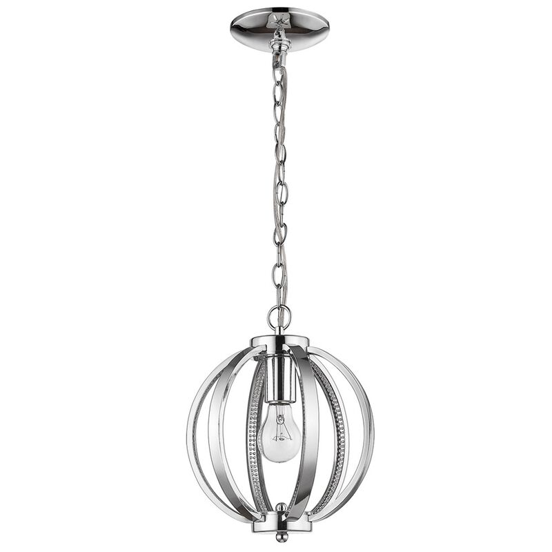 Hivvago Nevaeh 1-Light Chrome Globe Pendant With Crystal Accents