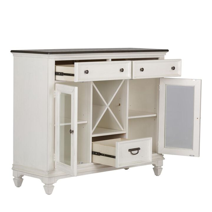 Liberty Furniture Allyson Park Allyson Park Buffet in Wirebrushed White w/ Charcoal Top