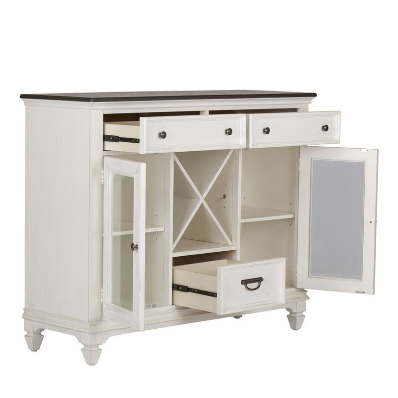 Liberty Furniture Allyson Park Allyson Park Buffet in Wirebrushed White w/ Charcoal Top image number 1