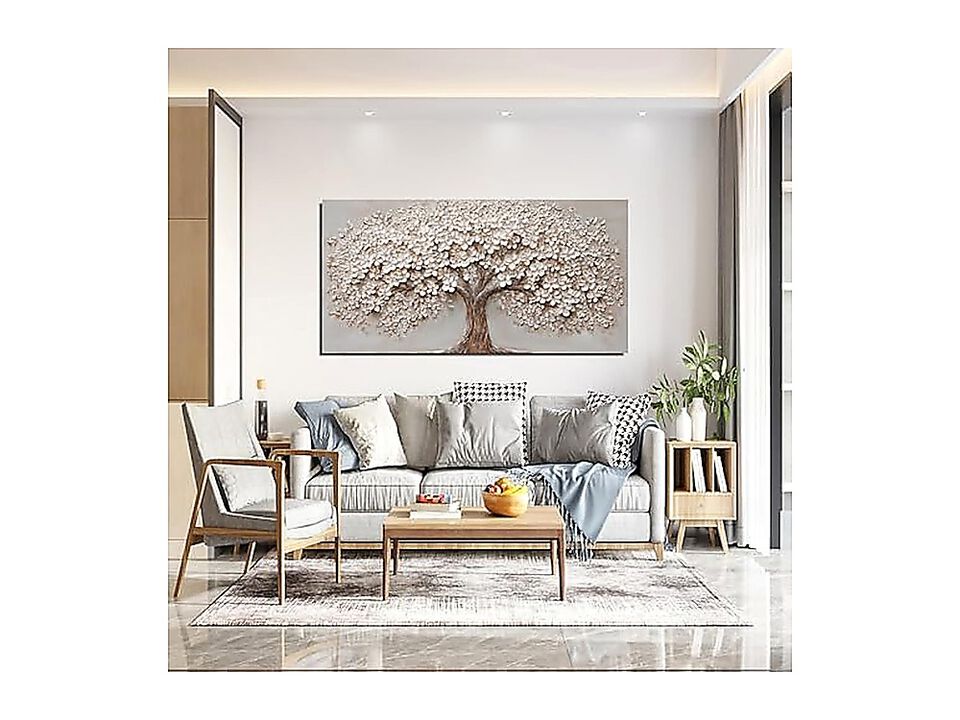 Canvas Wall Art Decor Modern Botanical Living Room Tree Life White Flower Walls