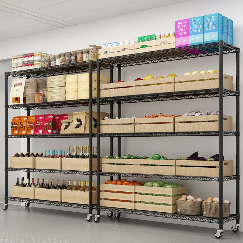 Heavy-Duty Wire Storage Shelves with Wheels, Adjustable Metal Garage or Pantry Rack