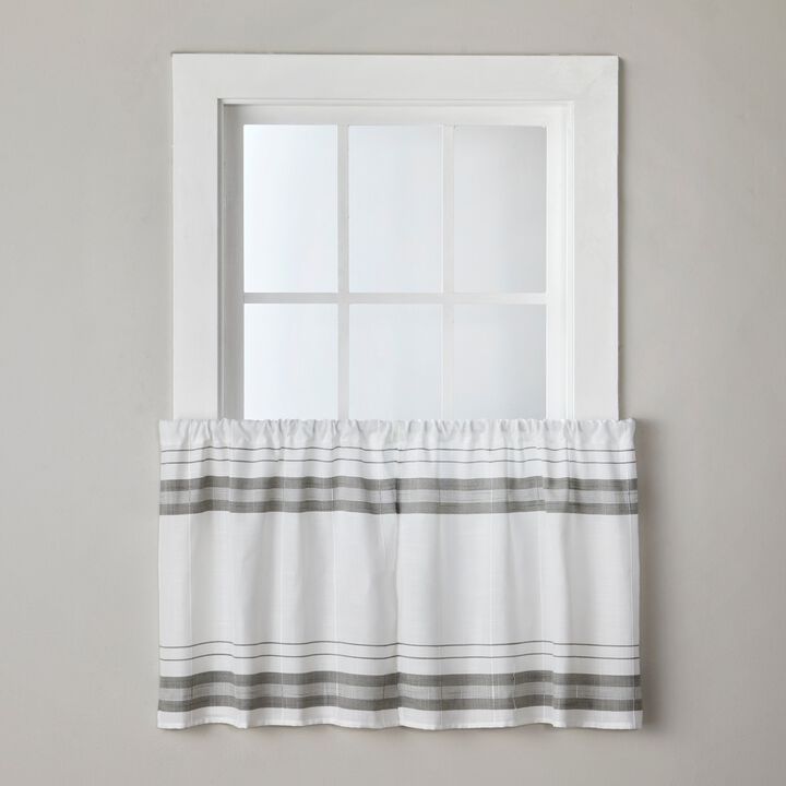 SKL Home By Saturday Knight Ltd Slate Stripe Curtain Tier Pair - 2-Pack - 56X24", White