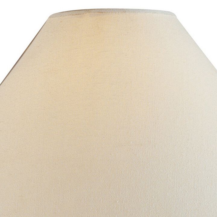 Tia 29 Inch Table Lamp, Conical Shade, Urn Shape, Damask Pattern, Beige - Benzara