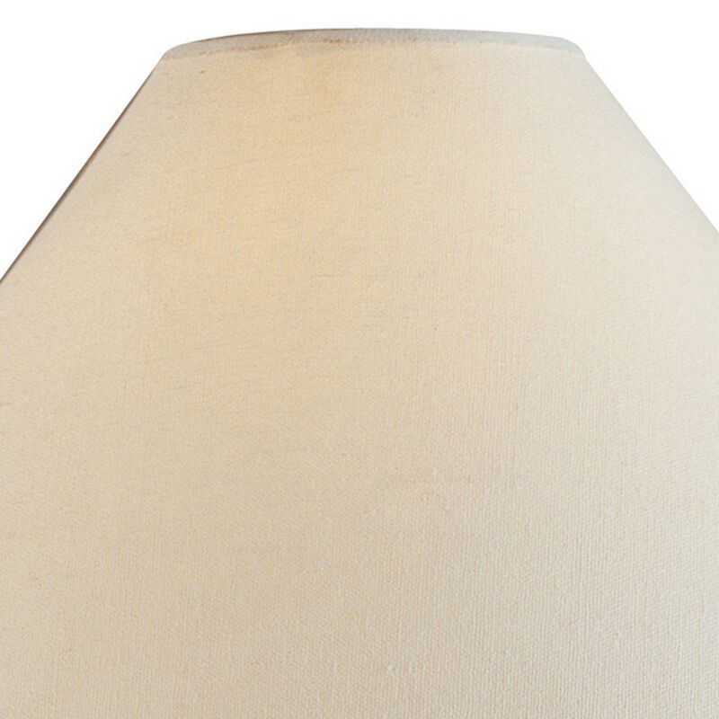 Tia 29 Inch Table Lamp, Conical Shade, Urn Shape, Damask Pattern, Beige - Benzara image number 1