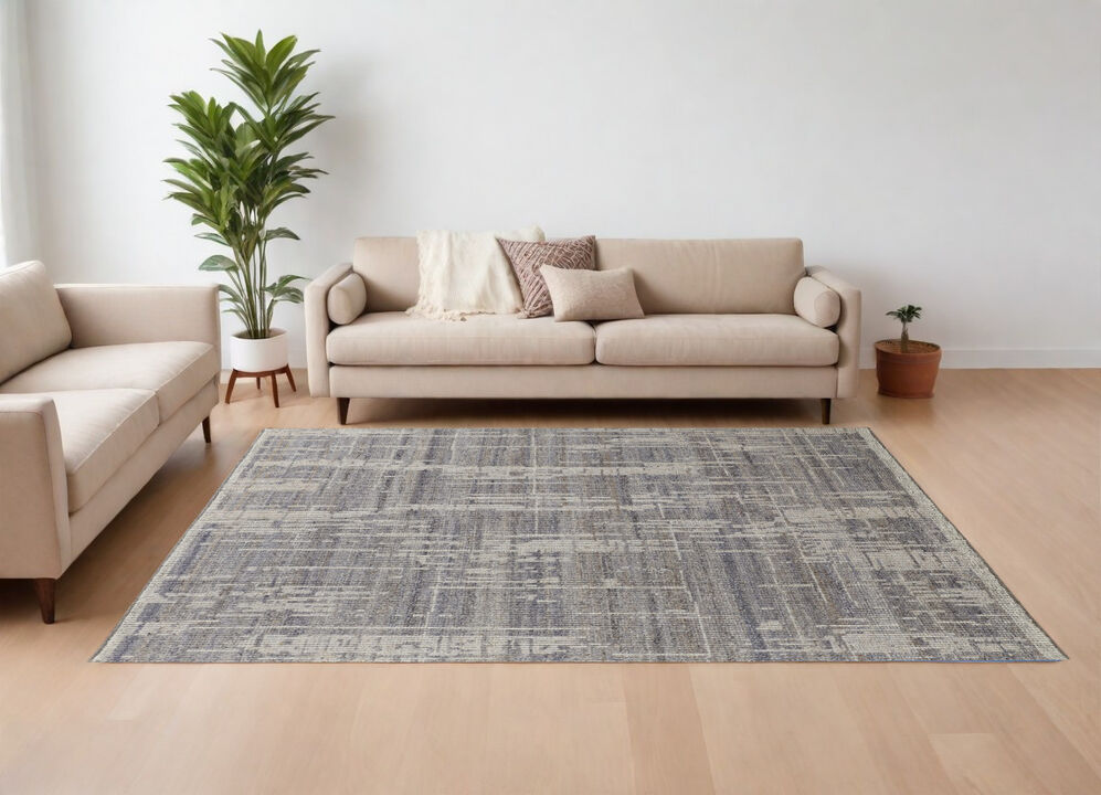 HomeRoots Wool Abstract Hand Knotted Worn Faded Area Rug