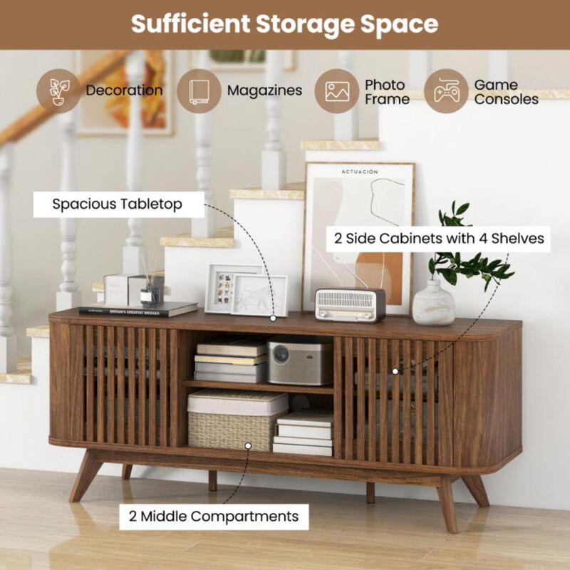 Hivvago 2-Door TV Stand for TVs up to 60 Inches with Adjustable Shelves