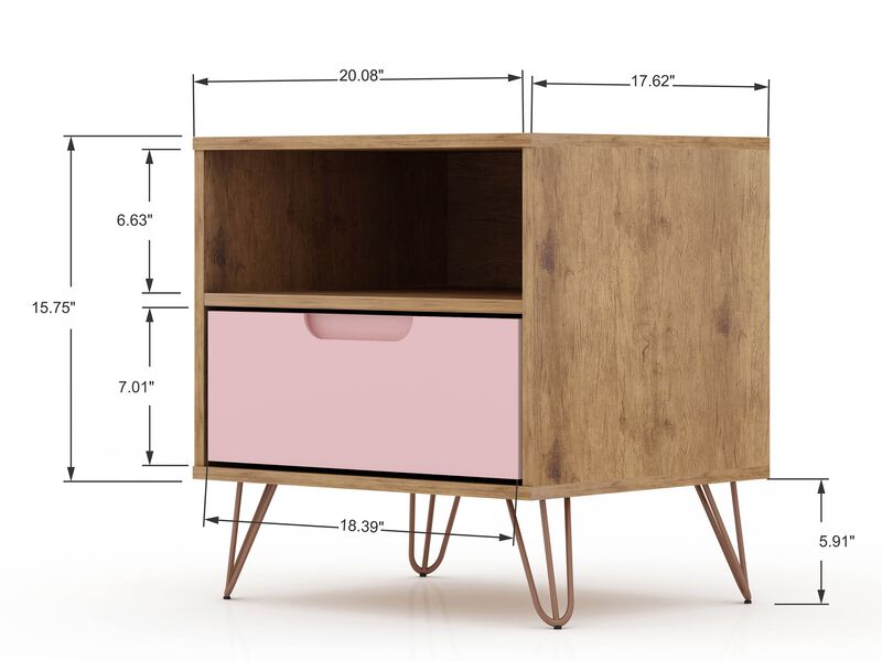 Rockefeller Pink 1-Drawer Nightstands (Set of 2)