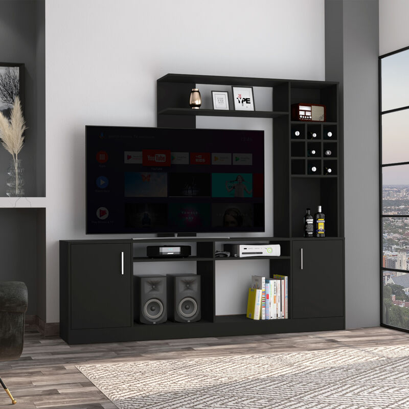 Streamdale Latrou 6-Bottle 2-Door Entertainment Center Black Wengue