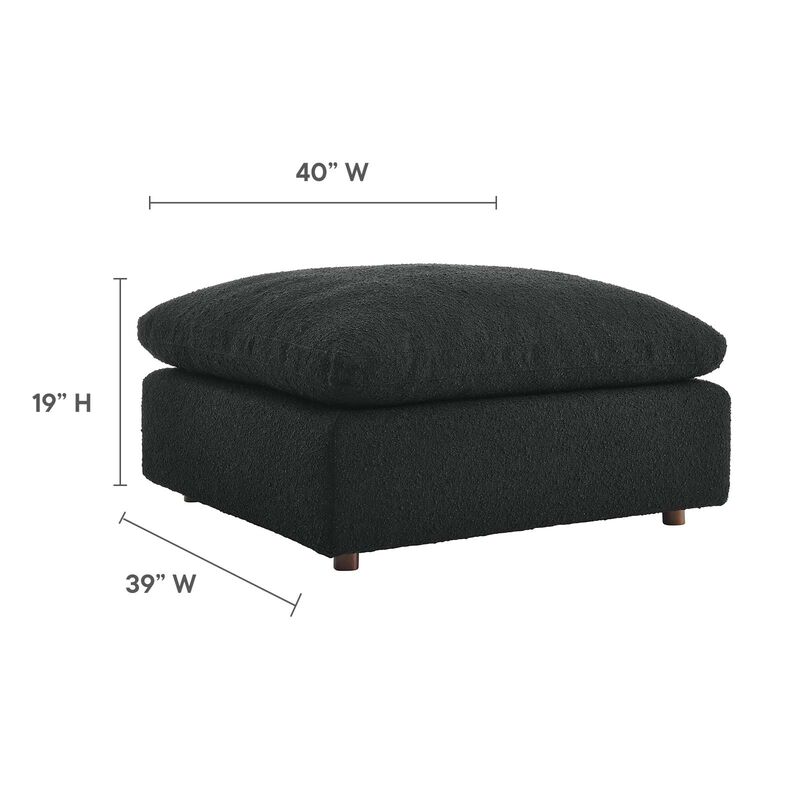 Commix Down Filled Overstuffed Boucle Fabric Ottoman image number 6