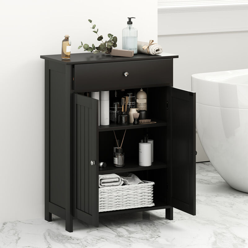 Bathroom Storage Cabinet with 2 Doors &ndash; Freestanding Floor Organizer