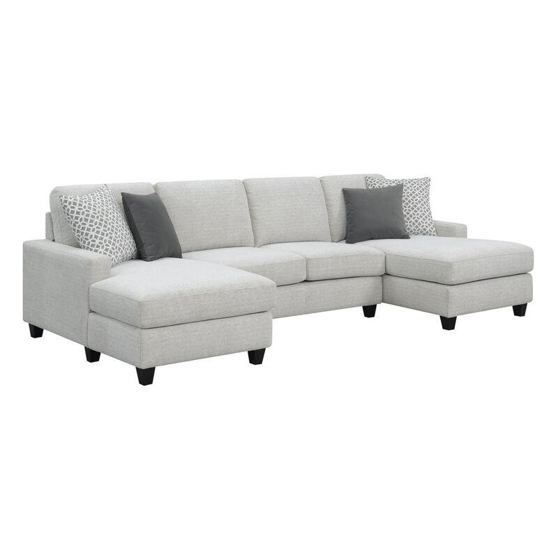 Madrona Burke Chaise Sectional, with Pillows, Two Chaises, Clean Lines, Tapered Block Feet