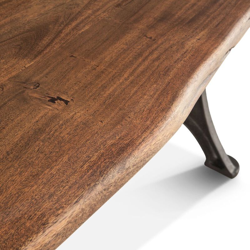 World Interiors Blayne 72-Inch Live Edge Dining Table with Antique Zinc Base