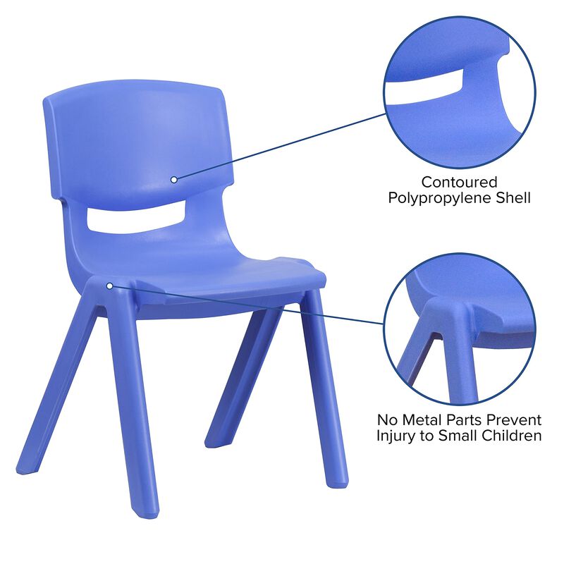 Flash Furniture 4 Pack Blue Plastic Stackable School Chair with 13.25'' Seat Height