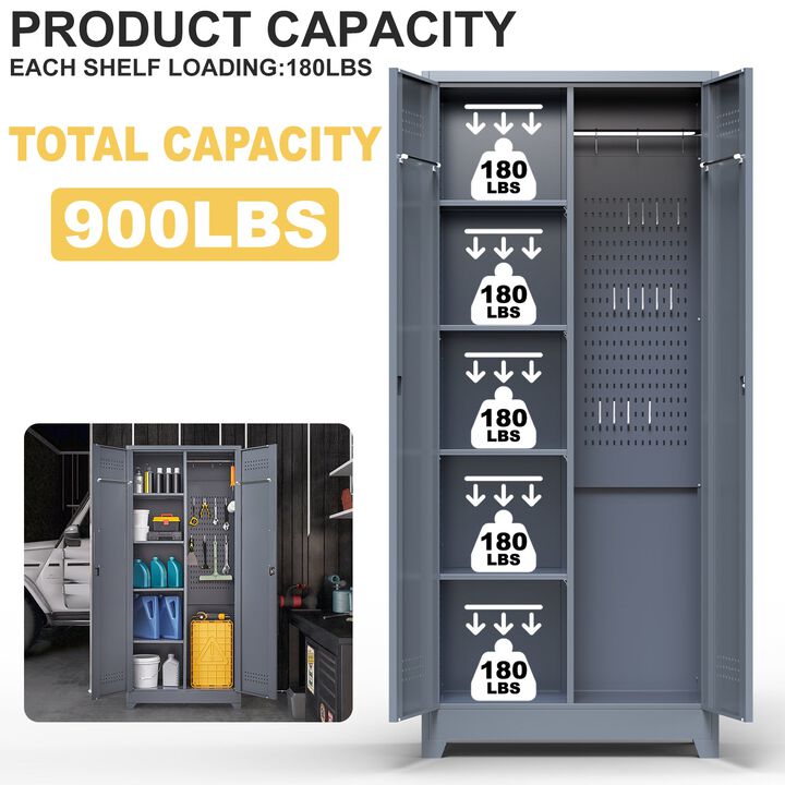 Metal Lockers Cleaning Tool Storage Cabinets With Locking Doors