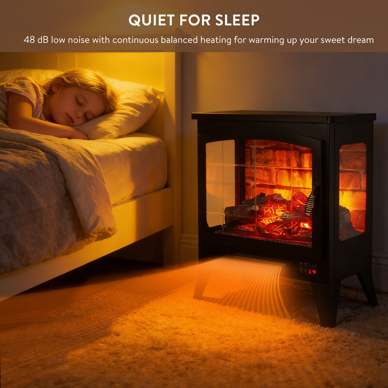 21" Three-sided Freestanding Electric Fireplace Stove Heater with 3D Flame Effect with Remote Control image number 6