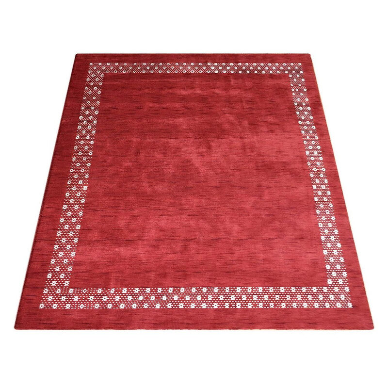 RUGSOTIC CARPETS HAND KNOTTED LOOM WOOL ECO-FRIENDLY AREA RUGS  - 10'x13', Rectangle, Red Color, Contemporary Modern Design, High Pile Thick Handmade Anti Skid Rugs for Living Room (L00529)
