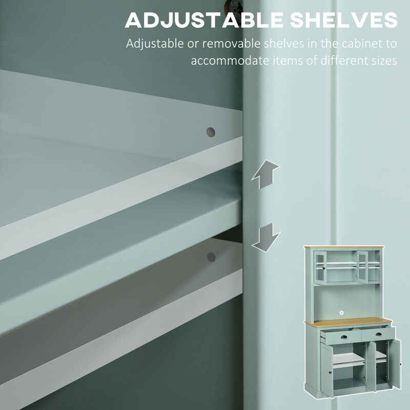 Hivvago 71" Kitchen Hutch with Glass Doors and Drawers image number 4