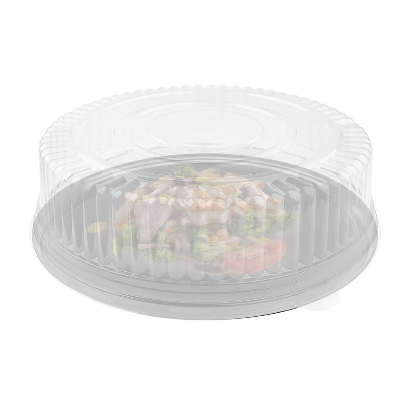 14" Black Round Plastic Trays with Lids (25 Sets) image number 2