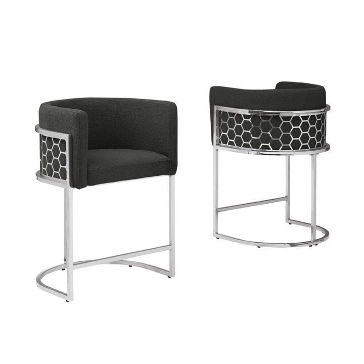 Best Quality Furniture Best Quality furniture Black with silver barstool, Set of two