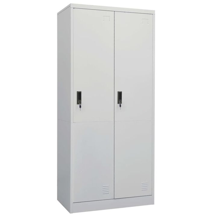 Wardrobe Light Grey Steel Medium Wardrobe Rectangular