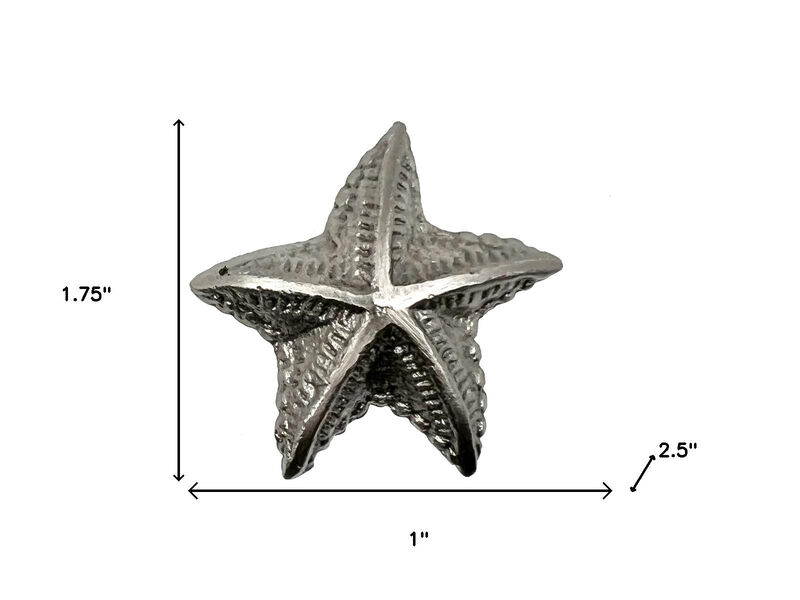 HomeRoots Set of Six Silver Starfish Knob Iron Drawer Pull Knobs image number 6