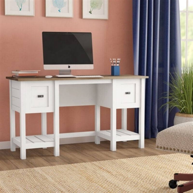 Farmhouse Style 2-Drawer Writing Desk for Home Office &ndash; Versatile Workstation
