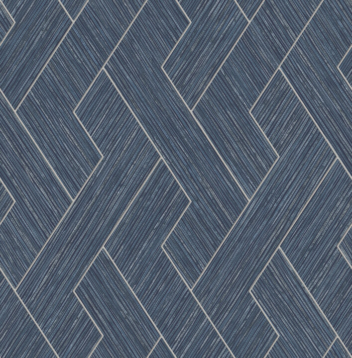 Ember Indigo Geometric Basketweave Wallpaper