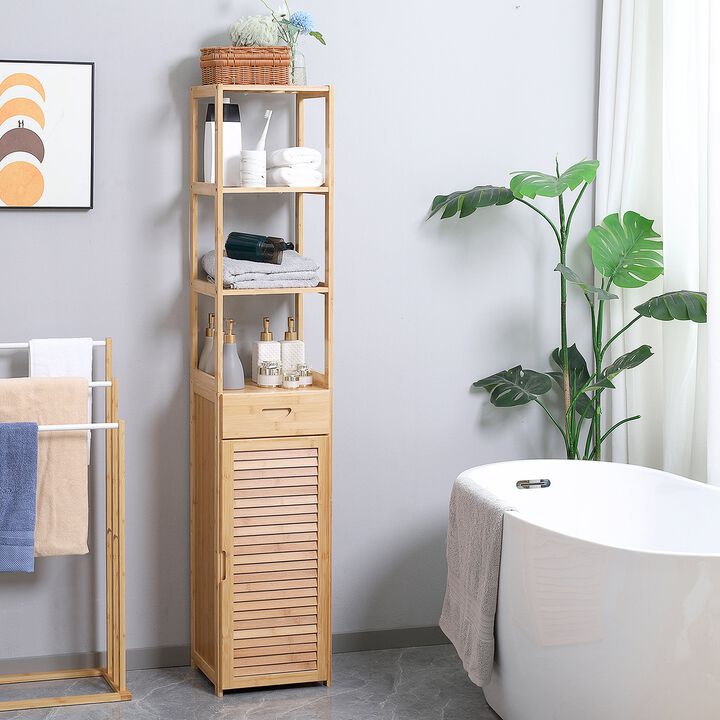 Bathroom Organizer: Storage Cabinet with Drawer & Slatted Shelves