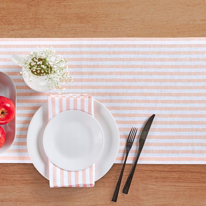 Solino Home Amalfi Stripe 100% Linen Table Runner &ndash; Handcrafted, Machine Washable, Perfect for Holiday and Everyday Dining