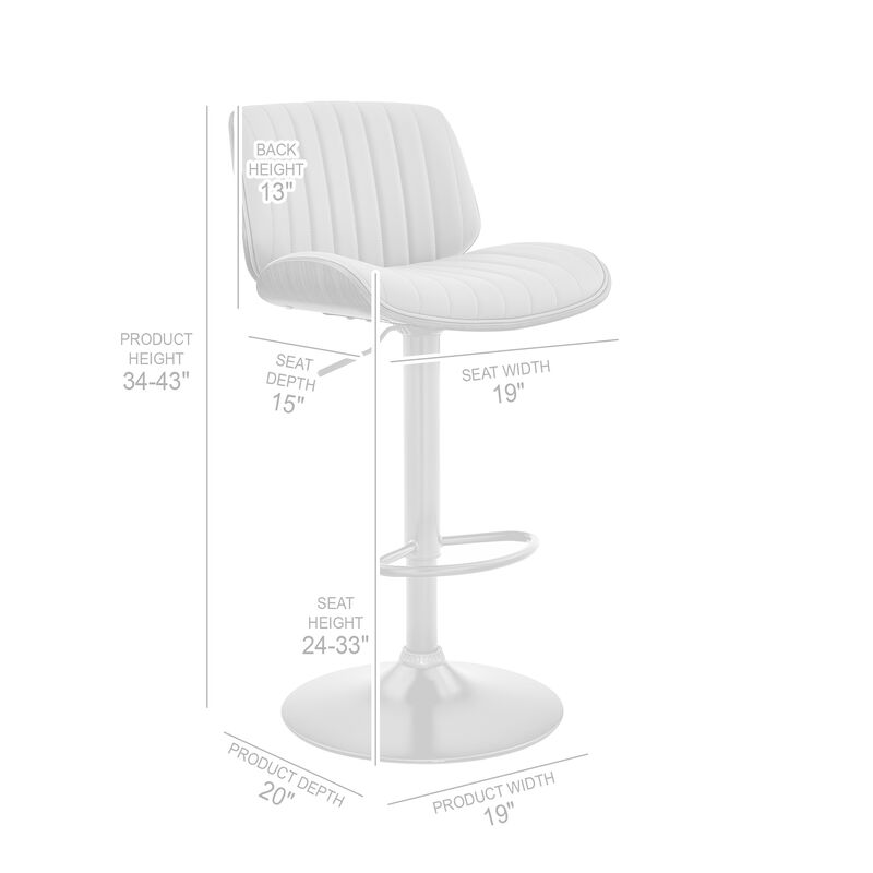 Adjustable Gray Faux Leather and Walnut Wood with Chrome Finish Bar Stool image number 3