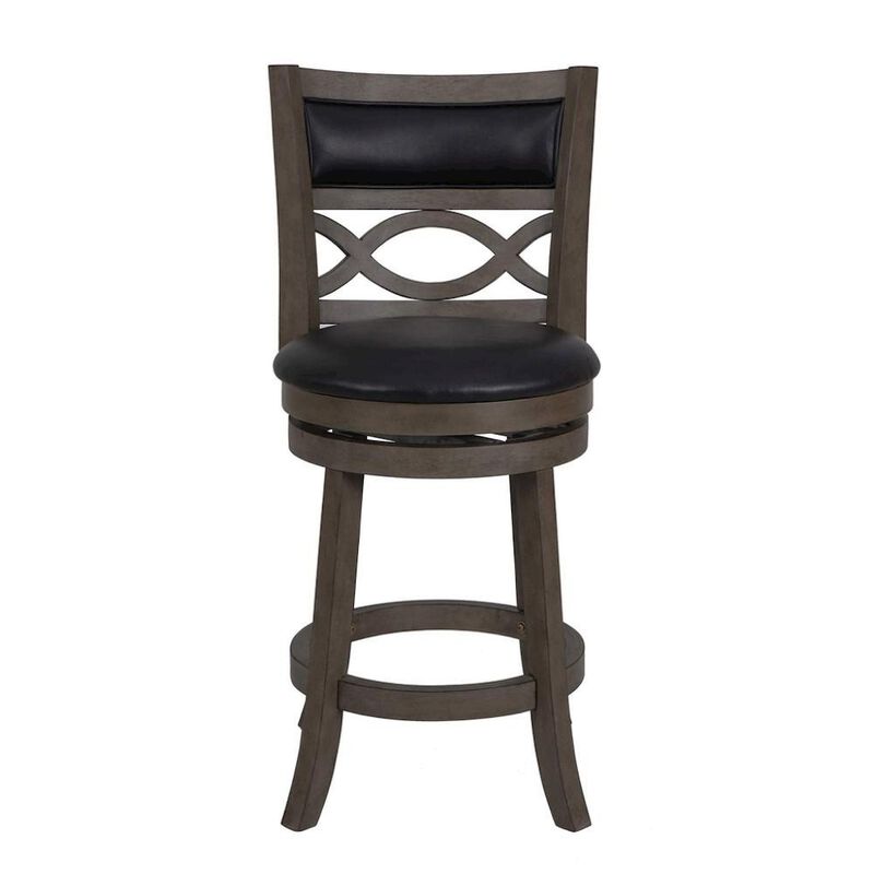 Wood Swivel Counter Stool Gray PU Seat image number 0