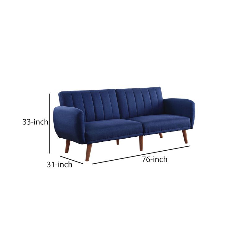 Fabric Upholstered Adjustable Sofa, Blue and Brown image number 5
