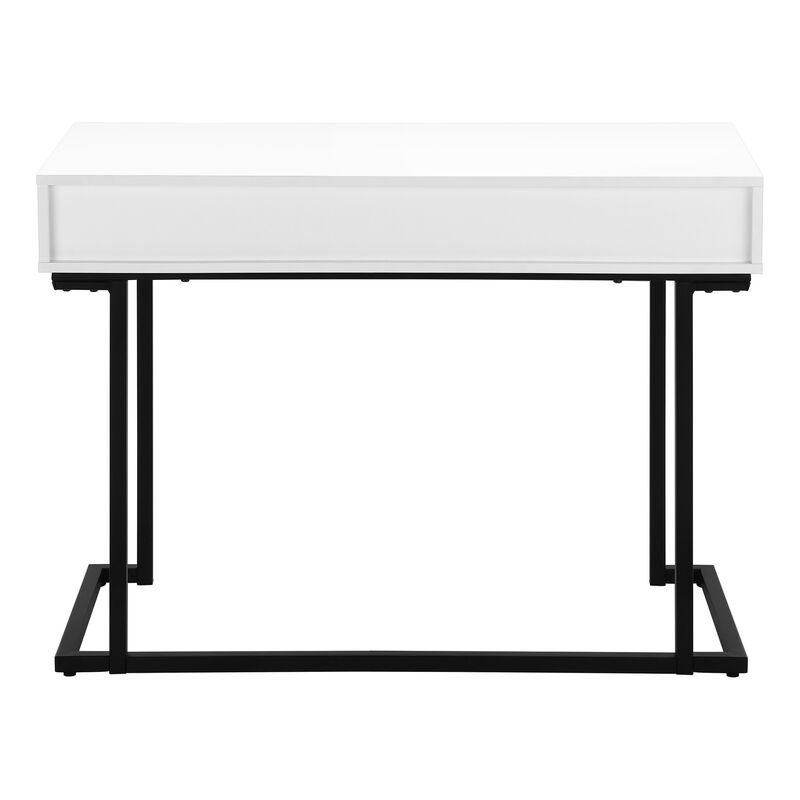 HomeRoots 42" White and Black Wood and Metal Sled Computer Desk image number 4