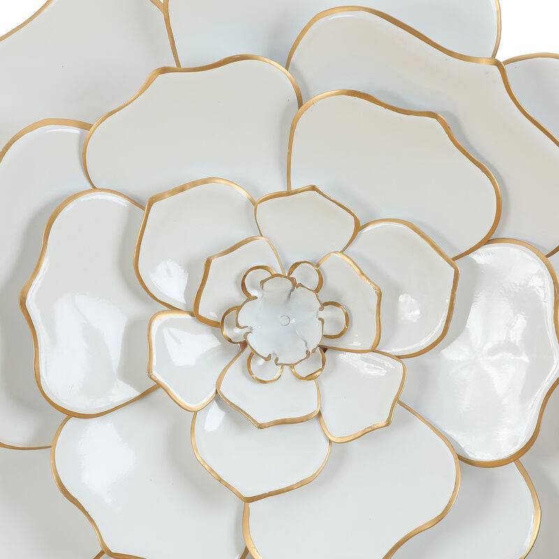 25" Bloom Metal Floral Wall Art Decor, White Gold image number 6
