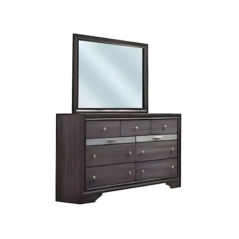 Cevy 4pc Queen Bedroom Set with Dresser, Silver Accents, Gray Wood image number 4