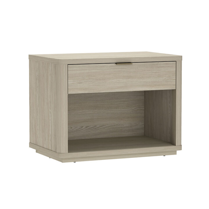 Evelyn Wide 1-Drawer Nightstand in Gray