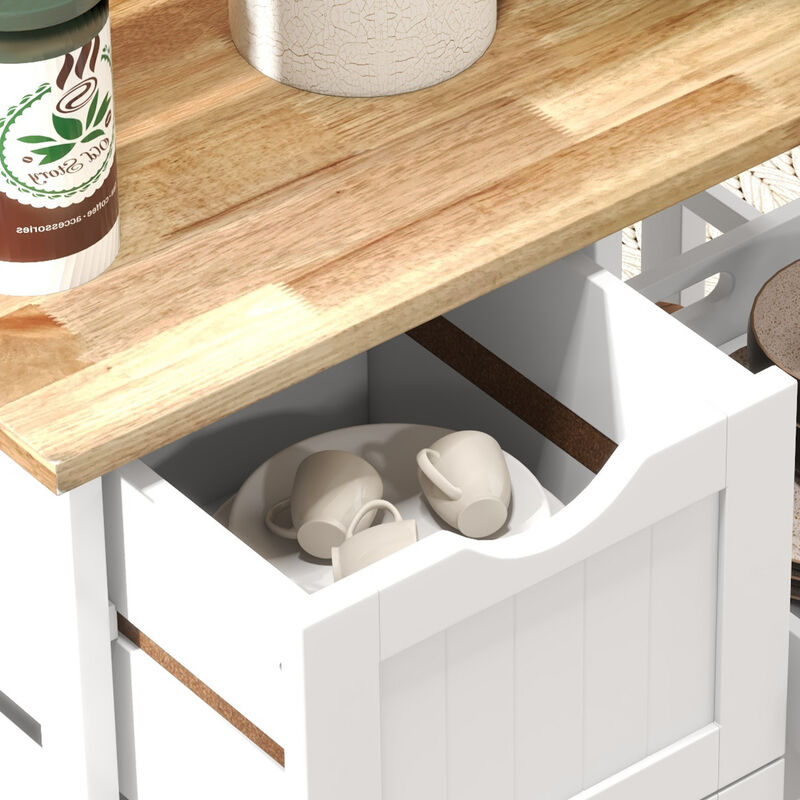 Hivvago Kitchen Island Cart with Wood Top and Storage Shelves image number 7