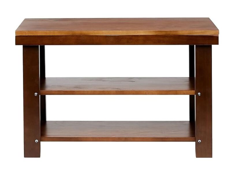 Entryway Wood Shoe Storage Bench 4 Inch Sturdy Solid Pine Organizer image number 0