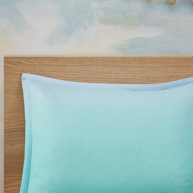 Gracie Mills Dagny Modern Ombre Metallic Glitter Reversible Comforter Set